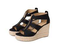 Michael Kors Women's Etta Espadrille Wedge Sandal, Black, 5.5 UK