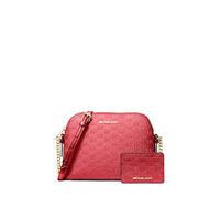 Michael Kors Women's Jet Set Dome Crossbody With Card Case, Gold-tone Hardware/Mk Embossed Glitter/Crimson, One Size