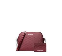 Michael Kors womens Jet Set Dome Crossbody With Card Case, Silver-tone Hardware/Mk Embossed Glitter/Oxblood, One Size