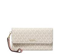 Michael Kors womens Jet Set Medium Flap Double Zip Wristlet, Vanilla/Soft Pink, Medium