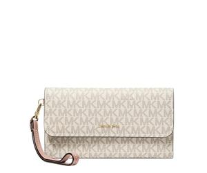 Michael Kors womens Jet Set Medium Flap Double Zip Wristlet, Vanilla/Soft Pink, Medium