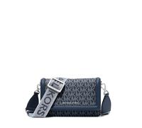 Michael Kors Women's Jet Set Small Crossbody Phone Bag, Silver Hardware/Tonal Mk Signature Nylon with Logo Mk Webbing/Admiral/Pale Blue, One Size