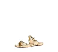 Michael Kors Women's Kiana Flat Sandal, Metallic Snake Leather/Pale Gold, 5
