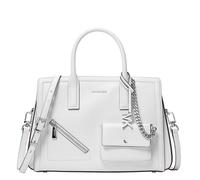 Michael Kors Women's Laila Medium Satchel, Silver-tone Hardware/Leather/Optic White, One Size