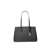 Michael Kors Women's Laila Medium Tote Bag, Silver-tone Hardware/Tonal Mk Signature Coated Twill/Black, One Size