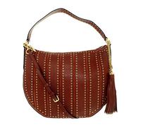 Michael Kors Women's Large Brooklyn Grommet Convertible Leather Top-Handle Bag Hobo - Brick