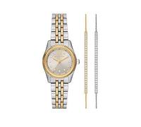 Michael Kors Women's Lexington 3 -Hand, Stainless Steel Watch And Bracelets Gift Set Mk4815, Two Tone, Women Two Tone