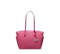 Michael Kors womens Marilyn Medium Top Zip Tote, Silver-tone Hardware/Mk Signature/Dark Raspberry, One Size