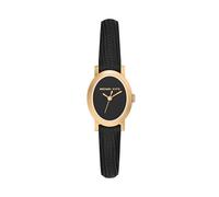 Michael Kors Women's Maude Three Hand Black Dial Black Leather Strap Watch