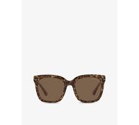 Michael Kors Womens Michael Kors Mk2163 San Marino Animal-Print Square-Frame Acetate Sunglasses Brown