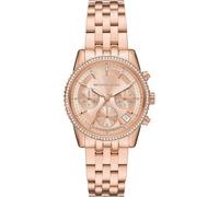 Michael Kors Watches Michael Kors Ladies Ritz Pave Rose Gold Tone Stainless Steel Watch