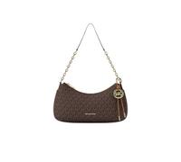 Michael Kors Women's Nolita Medium Chain Pouchette Bag, Gold-tone Hardware/Signature Coated Twill/Brown/Acorn, One Size