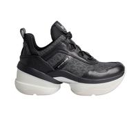 Michael Kors Womens Olympia Leather Sneakers 43F3OLFS1B for Women - Black - Size UK 7