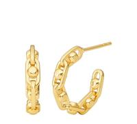 Michael Kors Women's Premium Astor Link Gold-Tone Sterling Silver Hoop Earrings, MKC171100710