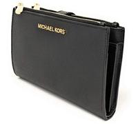 Michael Kors Women's Purse Clutch Double Zip MK Logo 4 x 10 x 18 cm Genuine Leather Loop Jet Set Travel