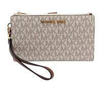 Michael Kors Women's Purse Clutch Double Zip MK Logo 4 x 10 x 18 cm Genuine Leather Loop Jet Set Travel