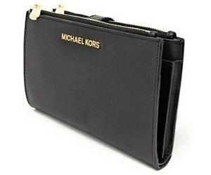 Michael Kors Women's Purse Clutch Double Zip MK Logo 4 x 10 x 18 cm Genuine Leather Loop Jet Set Travel