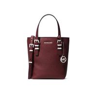 Michael Kors Women's Quinn Extra Small Tote Crossbody Bag, Silver-tone Hardware/Pebble Leather/Oxblood, One Size