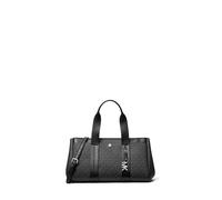 Michael Kors Women's Romee Small Satchel, Silver-tone Hardware/Tonal Mk Signature Coated Twill/Black, One Size