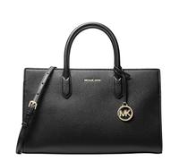 Michael Kors Women's Scarlett Medium Satchel, Gold-tone Hardware/Black Grain/Black, One Size