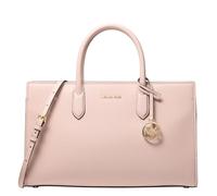 Michael Kors Women's Scarlett Medium Satchel, Gold-tone Hardware/Black Grain/Soft Pink, One Size