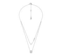 Michael Kors - Women's Sterling Silver Double Layered Pavé Disk Necklace, MKC1591AN040
