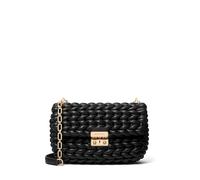 Michael Kors Women's Tribeca Large Convertible Chain Shoulder Bag, Gold-Tone Hardware/All Over Woven/Black, One Size