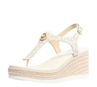 Michael Kors Women's Val Thong Wedge, Vanilla, 10