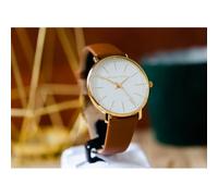 Michael Kors Women's Watch, Gold Steel, Silver Dial, & Leather Strap 38mm MK2740