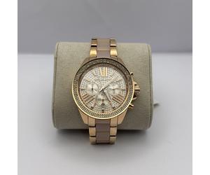 MICHAEL KORS WOMENS WATCH MK6096 ROSE GOLD STRAP WITH PAVE CRYSTAL DIAL GENUINE