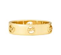Michael Kors Yellow Gold Plated CZ MK Motif Ring Size J