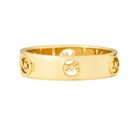 Michael Kors Yellow Gold Plated CZ MK Motif Ring Size O