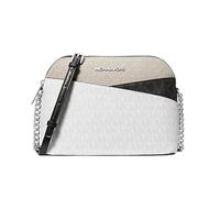 Michael Michael Kors Womens Jet Set Travel Medium Dome Crossbody Leather Handbag, Optic White Multi