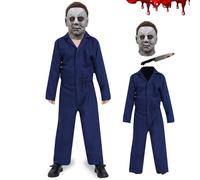 Michael Myers Costume Kids Halloween Mike Myers Costume with Michael Myers Mask Knife Outfit Horror Scary Killer Cosplay Coveralls Suit for Boys Girls Children (B, Medium)