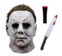 Michael Myers Mask for Adults, Halloween Mask Scary Latex Masks with Keychain for Horror Halloween Costume Party Cosplay (Style 4)