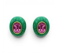 Michael Nash Jewelery Women's Stephanie Malachite Resin Earring With Pink Glass Stone Michael Nash Jewelery Multicolor One Size