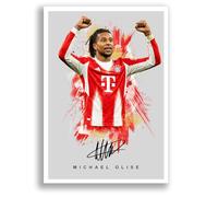Michael Olise Bayern Munich Signed Photo Poster A4/A3 Print Picture Display Framed Autograph Memorabilia for Football Fans Gift France (Grey (A4 Unframed))