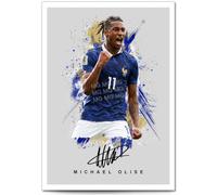 Michael Olise Bayern Munich Signed Photo Poster A4/A3 Print Picture Display Framed Autograph Memorabilia for Football Fans Gift France (France Grey, A3 Poster Only)