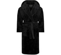 MICHAEL PAUL Dressing Gowns for Men | Super Soft Snuggle Hooded Dressing Gown in | Men's Warm and Cozy Fleece Nightwear Robe | Gifts for Him Black Sheen M