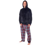 MICHAEL PAUL Mens Pyjamas Warm Fleece Hooded Pyjamas for men Sets Pjs Fluffy Hoodie | Mens pj set 2 piece pyjamas loungewear tracksuit | Soft Hooded Twosie Pyjama Set for Men Gifts for Him NAVY XXL