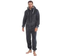 MICHAEL PAUL Onesies for Men | Super Soft Snuggle Hooded Onesie | Men's Warm and Cozy Fleece Nightwear Loungewear Snuggle Fleece Pyjamas Men All in One Jumpsuit | Gifts for Him (L/XL, Charcoal)