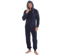MICHAEL PAUL Onesies for Men | Super Soft Snuggle Hooded Onesie | Men's Warm and Cozy Fleece Nightwear Loungewear Snuggle Fleece Pyjamas Men All in One Jumpsuit | Gifts for Him (L/XL, Navy)