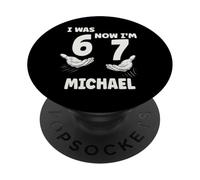 MICHAEL Personalized I was 6 Now I'm 7 Birthday Boy Bday PopSockets Adhesive PopGrip