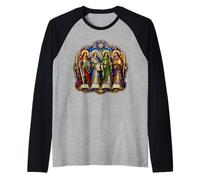 Michael Raphael Gabriel Uriel Cathedral Angels Group Art Raglan Baseball Tee
