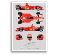 Michael Schumacher signed photo F1 legend helmet poster print autograph framed display memorabilia gift (Car A4 Poster Only)