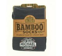 (Michael) Top Bloke Mens Bamboo Socks Bluish Grey Personalised Name