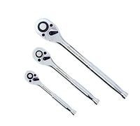MichaelPro 3-Piece Quick-Release Ratchet Set with Teardrop Head, 90 Tooth Ratchet with Full-Polished Chrome Solid Handle, 1/4, 3/8, 1/2-Inch - MP006009