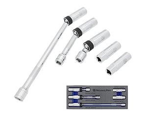 MichaelPro 5Pc 3/8-inch Drive Magnetic Swivel Spark Plug Socket Set, Extra Reach to Confined Areas, 14mm, 9/16-inch, 5/8-inch Sockets in 4”, 6” and 11” Extension Lengths | MP005043