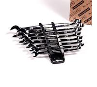MichaelPro MP001014 8-Piece Combination Spanner Set, Spanners & Wrenches, Imperial Spanners Set, Patented Spiral Grip Design,15 Degree Offset Wrench Set at Open End, SAE Spanner Set for Mechanic