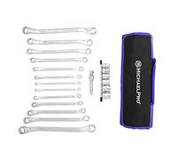 MichaelPro MP001212 19-Piece Double Ring Spanner & Socket Set, Bolt Extractor, Offset & Swan Neck Spanners